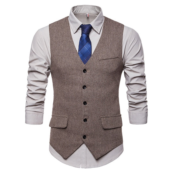 New fashion men's Business Casual suit vest Single Breasted Vintage design vest Cashmere Blends olid color Vest Tops large size