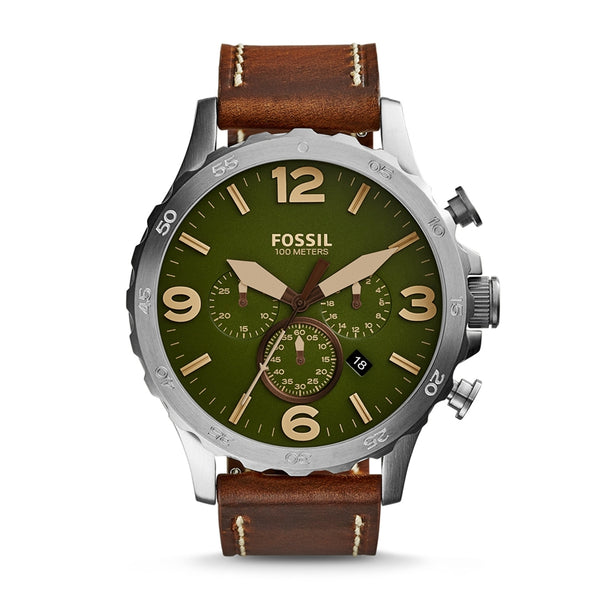Fossil Nate Men's Chronograph Watch with Brown Leather Strap Sport Watch for mens watches top brand luxury JR1508