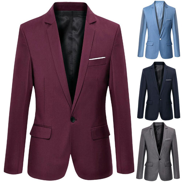 Men Business Blazers Spring Autumn Formal Men's Coat Male Fashion Solid Color Blazer Long Sleeve Lapel S-lim and Fits suit