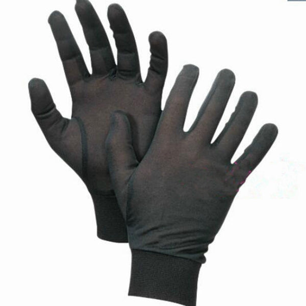 1pair Pure Silk Black Liner Inner Thin Gloves Bike Motorcycle Soft Sport Gloves Driving Cycling Party Gloves One Size CYF9165