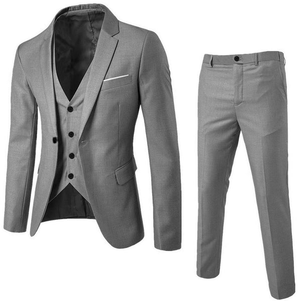 Men’s Suit Slim 3-Piece Suit Blazer Business Wedding Party Jacket Vest & Pants Business Wedding Party Suit Set