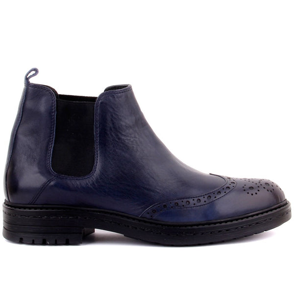 Sail Lakers-Navy Blue Leather Step-in Men Boots