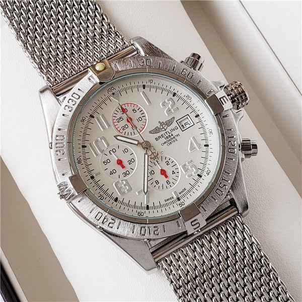 NEW Breitling Luxury Brand Mechanical Wristwatch Mens Watches Quartz Watch with Stainless Steel Strap relojes hombre automatic