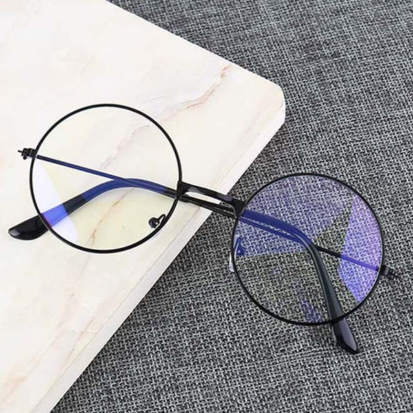 Vintage Round Metal Frame Personality College Style Clear Lens Eye Glasses Frames blue-light eye protection mobile phone game