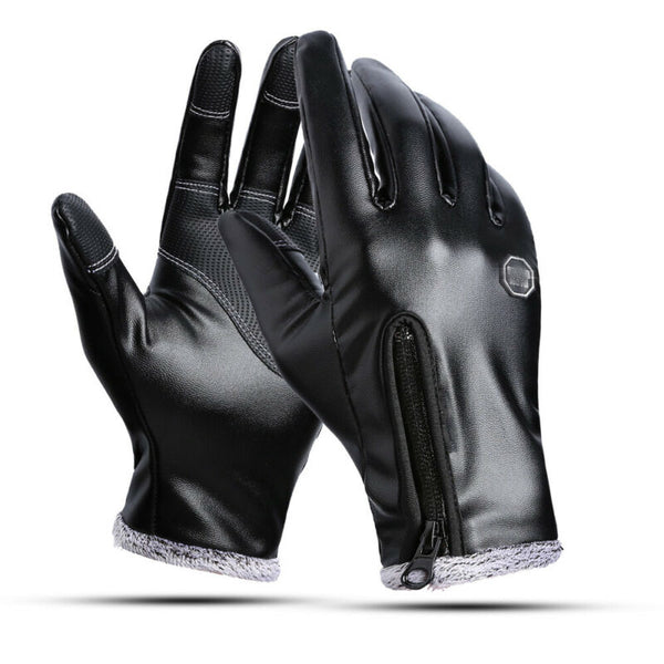 New arrival Men touch screen warm Gloves Real Leather Fashion men gloves black zipper touch screen leather gloves Winter Mittens
