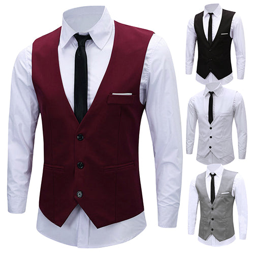 Men's Classic Formal Business Slim Fit Chain Dress Vest Suit Tuxedo Waistcoat