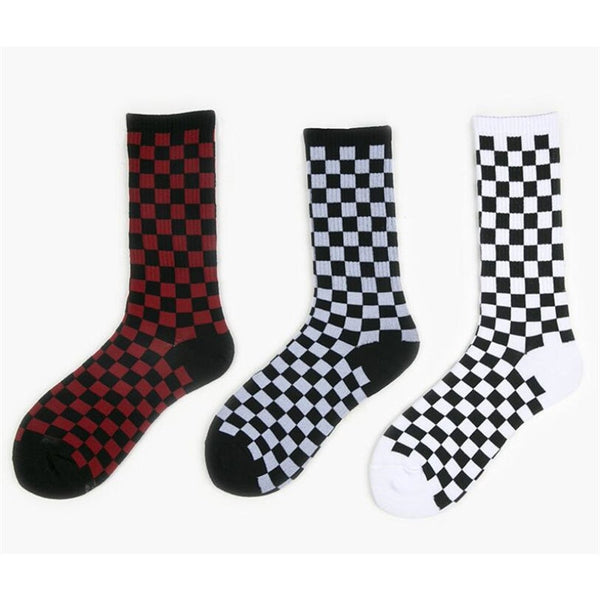 Korea Harajuku Trend Women Checkerboard Socks Geometric Checkered Socks Men Hip Hop Cotton Unisex Streetwear Novelty Socks