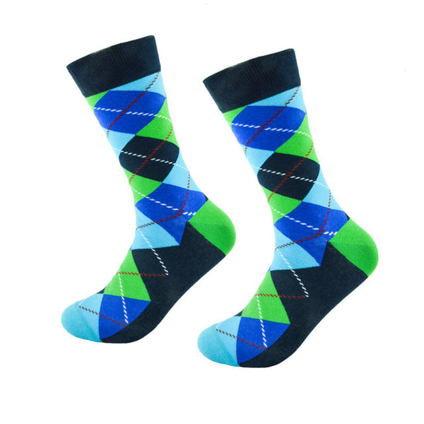 Happy Men Dress Color Graphic Socks Comfortable Pair Roller Skateboard For Causal Reason Funny Wedding Socks Diamond Geometry