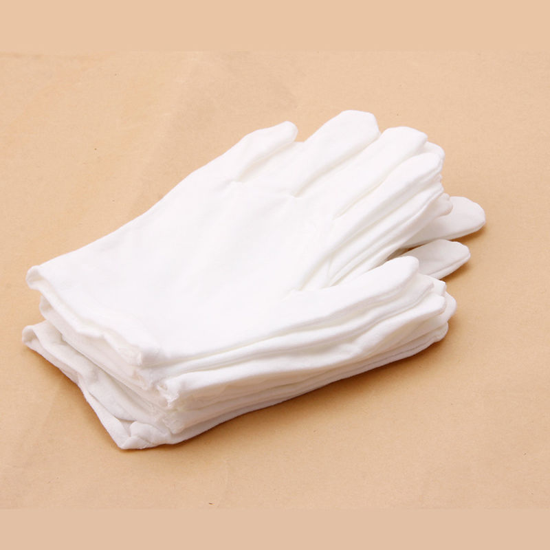 12 Pairs White Inspection Cotton Lisle Work Gloves Coin Jewelry Lightweight New