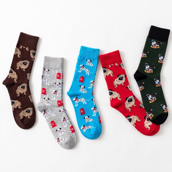 New Men's Socks Colorful Autumn Dog Sock In Tube  Casual Cotton Socks  Comfortable  Elastic Socks Soft on Sale