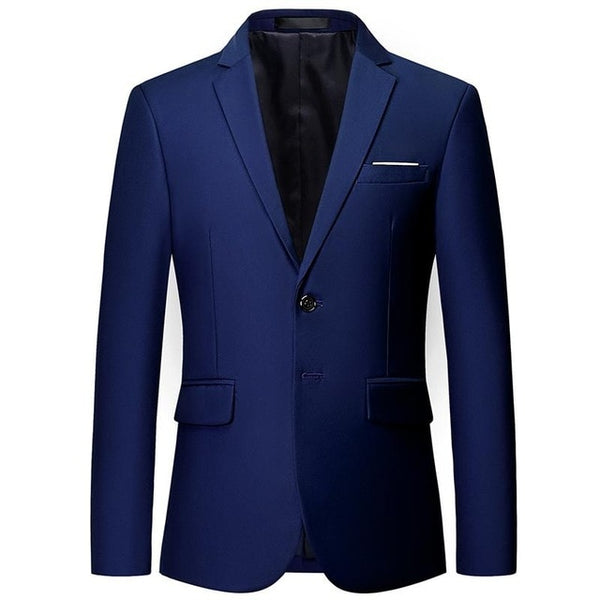 Plus Size 6XL 5XL Plain Color White Formal Jackets Two Bittons Long Sleeve Korean Mens Suit Jackets Office Wear Wedding Blazer