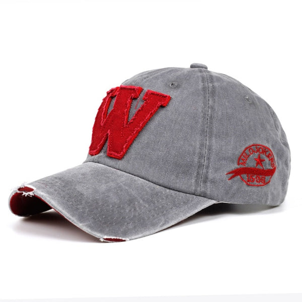 2019 new cotton letter W Baseball Cap retro outdoor sports caps women bone gorras curved fitted washed vintage dad hats for men