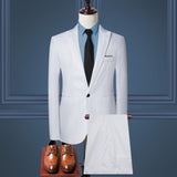 2020 New Men Plus Size 5XL Slim Casual Blazer+Pants Men Suits for Business Office Formal Party Wedding 2 Pieces Men Blazer Set