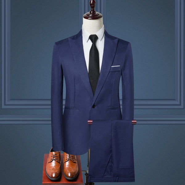 2020 New Men Plus Size 5XL Slim Casual Blazer+Pants Men Suits for Business Office Formal Party Wedding 2 Pieces Men Blazer Set