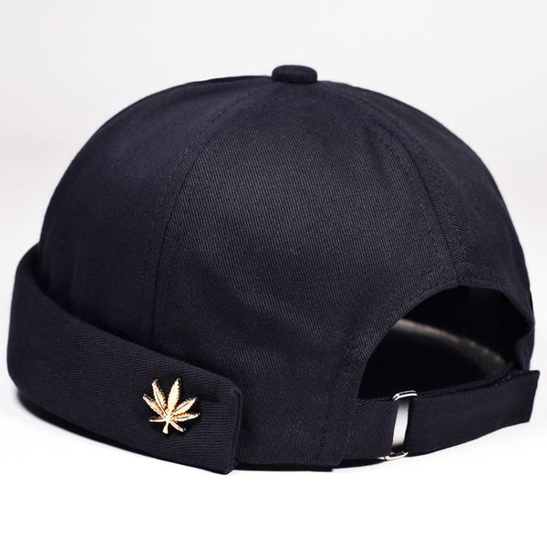 Men Women Skullcap Sailor Cap Leaf Rivet Embroidery Warm Rolled Cuff Bucket Cap Brimless Hat Solid Color Adjustable Cotton Hats