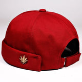 Men Women Skullcap Sailor Cap Leaf Rivet Embroidery Warm Rolled Cuff Bucket Cap Brimless Hat Solid Color Adjustable Cotton Hats