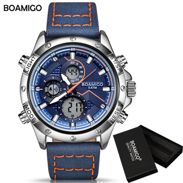 BOAMIGO Fashion Mens Watches men Military Digital analog Quartz Chronograph sport Watch  Waterproof wristwatch relogio masculino