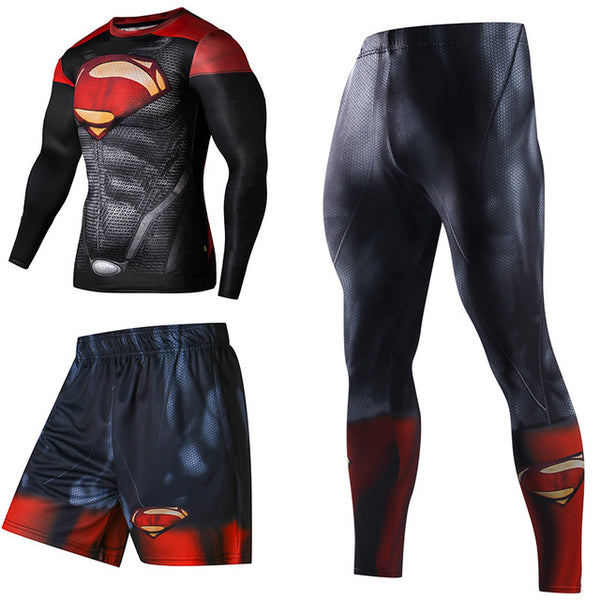 Superhero Compression Tracksuits Men's Sport Suit Quick Dry Running sets Clothes Sports Joggers Training Gym Fitness Man Set