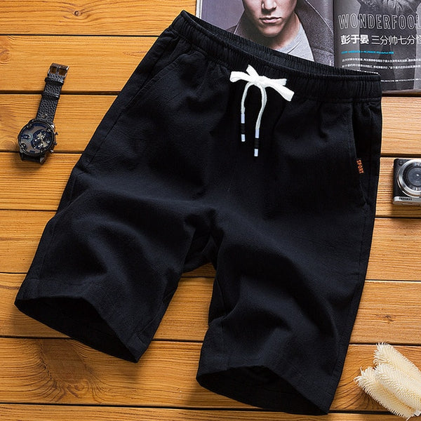2019 summer hot shorts men's solid color linen shorts men's summer loose breathable casual shorts beach shorts large size 5XL