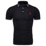 Dropshipping 2019 New Summer Cotton Polo Men Solid Deer Embroidery Short Sleeve Polo Shirt Men Fashion Polo Giraffe Mens Shirts