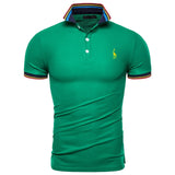 Dropshipping 2019 New Summer Cotton Polo Men Solid Deer Embroidery Short Sleeve Polo Shirt Men Fashion Polo Giraffe Mens Shirts