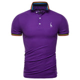Dropshipping 2019 New Summer Cotton Polo Men Solid Deer Embroidery Short Sleeve Polo Shirt Men Fashion Polo Giraffe Mens Shirts