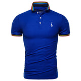 Dropshipping 2019 New Summer Cotton Polo Men Solid Deer Embroidery Short Sleeve Polo Shirt Men Fashion Polo Giraffe Mens Shirts