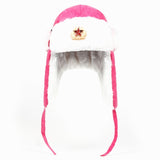 Soviet Army Military Badge Russia Ushanka Bomber Hats Pilot Trapper Aviator Cap Winter Faux Rabbit Fur Earflap Snow Caps hat