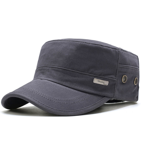 Men Summer Army Caps Adjustable Spring Baseball Fashion Classic Cotton Flat Top Military Hat Outdoor Sunproof Casual