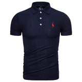 Dropshipping 2019 New Polo Shirt Men Solid Casual Cotton Polo Giraffe Men Slim Fit Embroidery Short Sleeve Men's Polo 10 Colors
