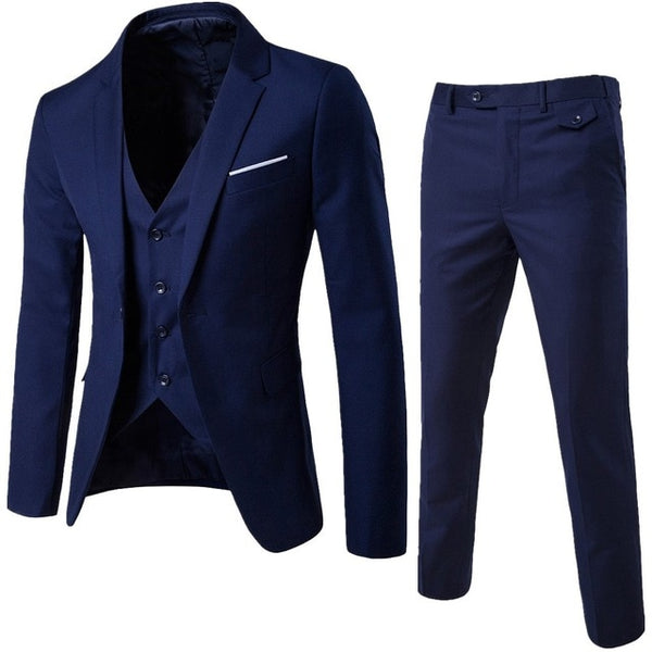 Men’s Suit Slim 3-Piece Suit Blazer Business Wedding Party Jacket Vest & Pants Business Wedding Party Suit Set