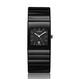 2018 New Fashion Simple Men Watch Waterproof Luminous Casual Quartz Watche Men Rectangle Black Ceramic Wristwatch Zegarki Meskie