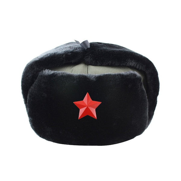 Hat Russian Army Military Hats Pilot Police Polyester Hat 2019 Winter Men Snow Skiing Cap With Earmuffs 55-60 Cm