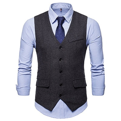 New fashion men's Business Casual suit vest Single Breasted Vintage design vest Cashmere Blends olid color Vest Tops large size