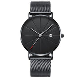 Stainless Steel Sports Mens Watches Business Leisure Quartz WristWatch  Mesh Strap Ultra Thin Dial Date Clock Relogio Masculino