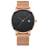Stainless Steel Sports Mens Watches Business Leisure Quartz WristWatch  Mesh Strap Ultra Thin Dial Date Clock Relogio Masculino