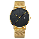 Stainless Steel Sports Mens Watches Business Leisure Quartz WristWatch  Mesh Strap Ultra Thin Dial Date Clock Relogio Masculino