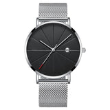 Stainless Steel Sports Mens Watches Business Leisure Quartz WristWatch  Mesh Strap Ultra Thin Dial Date Clock Relogio Masculino