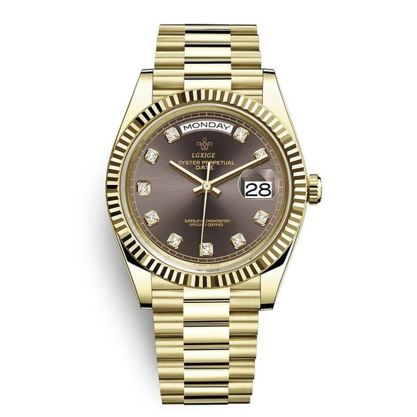 2019 new fashion watches men diamonds 40mm Japanese 21 Jeweles MIYOTA Movement stainless steel gold men's watch 3Bar wristwatch