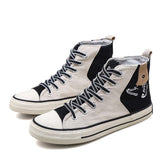 Men's Vulcanize Shoes totem printing Lace-up High help flat Shoes Fashion jogging Sneakers Breathable High help Canvas Shoes 927