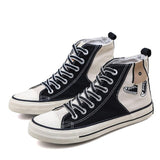 Men's Vulcanize Shoes totem printing Lace-up High help flat Shoes Fashion jogging Sneakers Breathable High help Canvas Shoes 927
