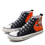 Men's Vulcanize Shoes totem printing Lace-up High help flat Shoes Fashion jogging Sneakers Breathable High help Canvas Shoes 927