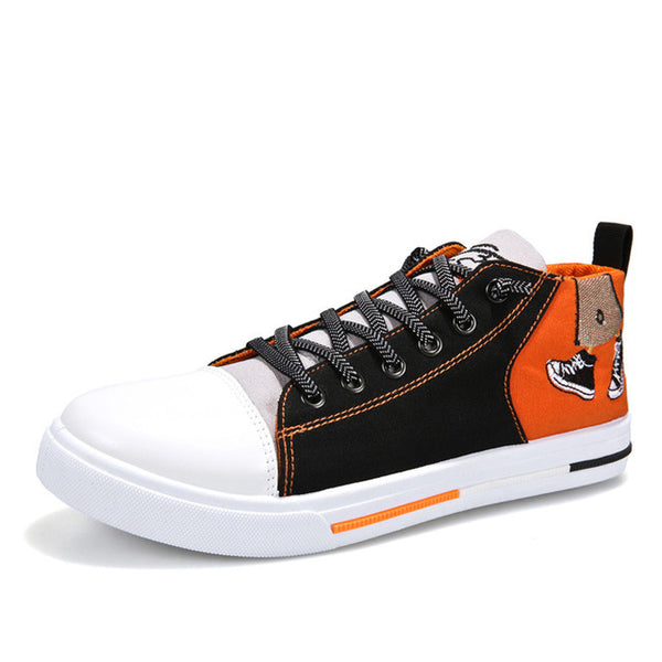 Men's Vulcanize Shoes totem printing Lace-up High help flat Shoes Fashion jogging Sneakers Breathable High help Canvas Shoes 927