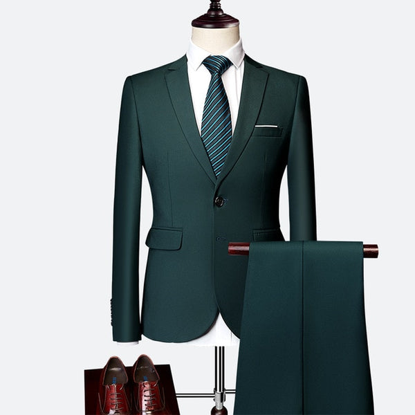 Suit suit male 2019 spring and autumn high-end custom business blazers three-piece / Slim large size multi-color boutique suit