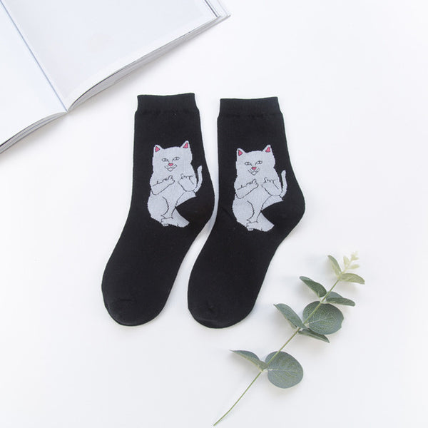 Fashion Street Art Funny Alien Planet Socks Personality Creative Funny Cartoon Cat Breathable Men Socks Happy Unisex Long Socks