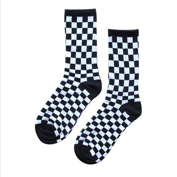 Korea Harajuku Trend Women Checkerboard Socks Geometric Checkered Socks Men Hip Hop Cotton Unisex Streetwear Novelty Socks