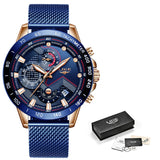 2019 nova lige azul casual malha cinto moda quartzo relógio de ouro dos homens relógios marca superior luxo à prova dlogiágua relógio relogio masculino