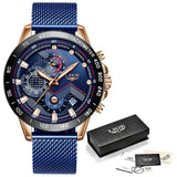 2019 nova lige azul casual malha cinto moda quartzo relógio de ouro dos homens relógios marca superior luxo à prova dlogiágua relógio relogio masculino