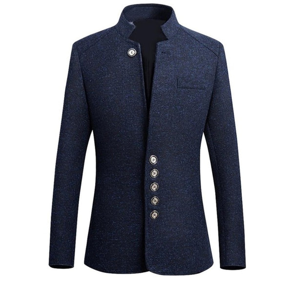 2019 Brand Mens Vintage Blazer Coats Chinese Style Business Dress Blazers Casual Stand Collar Jackets Male Suit Jacket