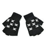 Unisex Adult Halloween Skeleton Skull Half Finger Gloves Luminous Winter Mittens C6UD